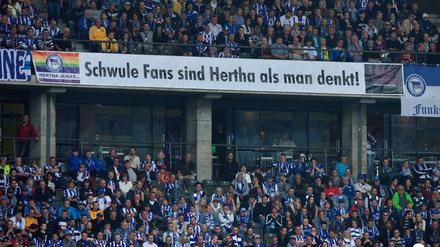 Immer mit Plakaten im Stadion: die Hertha-Junxx.