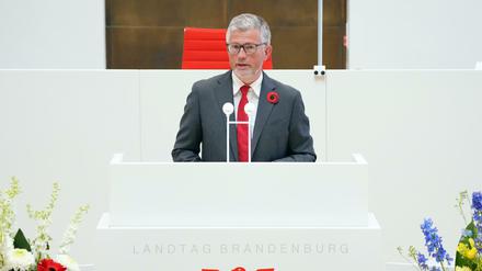 Andrij Melnyk, Botschafter der Ukraine in Deutschland, spricht während einer Veranstaltung des Brandenburger Landtages zum Gedenken an das Kriegsende vor 77 Jahren. 