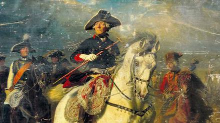 Das Bild des Schlachtenmalers Wilhelm Camphausen zeigt Friedrich den Großen auf dem Schlachtfeld von Leuthen.