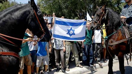 Demonstrationen von jüdischen Siedlern vor der Knesset in Israel. 