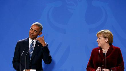 Call me: Angela Merkel und Barack Obama bei seinem letzten Berlin-Besuch als US-Präsident. 