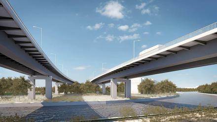 So stellen sich die Planer die neuen Charlottenburger Brücken der Stadtautobahn A 100 vor.