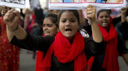 Demonstration zum Frauentag in Neu Delhi