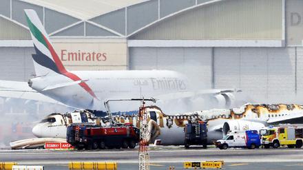 Brand in Dubai: Die gelöschte Maschine von Emirates-Airlines 