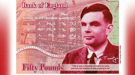 Die neue 50-Pfund-Banknote mit Alan Turing, die Ende 2021 in Umlauf gebracht werden soll. 