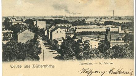 Das märkische Dorf Lichtenberg hatte 1890 bereits 20.000 Einwohner, Postkarte um 1900.