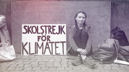 Greta Thunberg bei einem ihrer Schulstreiks.