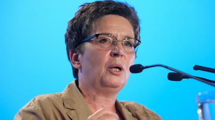 AfD-Politikerin Sylvia Limmer am 2023 auf der AfD-Europawahlversammlung in der Messe Magdeburg. 