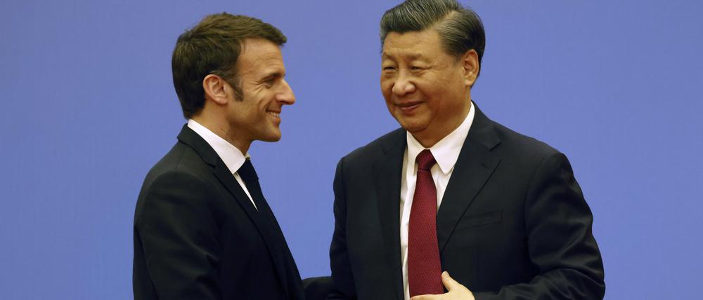 Der französische Präsident Emmanuel Macron und Chinas Präsident Xi Jinping.