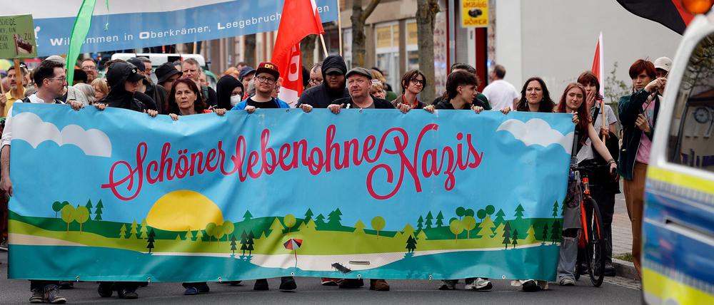 Demonstration gegen Rechtsextremismus in Brandenburg.
