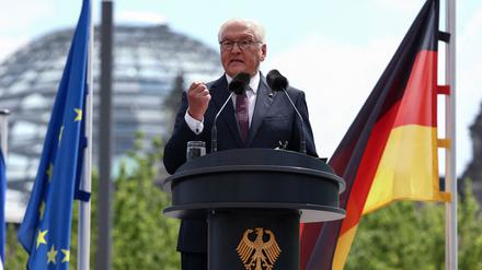 Frank-Walter Steinmeier am 23. Mai bei seiner Rede zum Staatsakt zum 75. Jahrestag der Grundgesetz-Verkündung.
