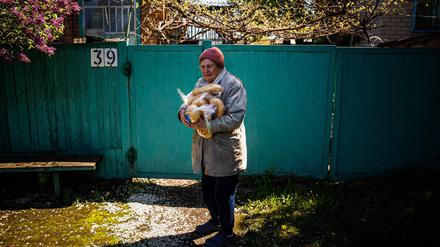 Eine ukrainische Frau in Donzek.