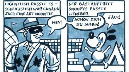 Über Zeichentische gebeugte Männer und ihre kuriosen Ideen: Eine Seite aus "Vom Glanz der alten Tage".