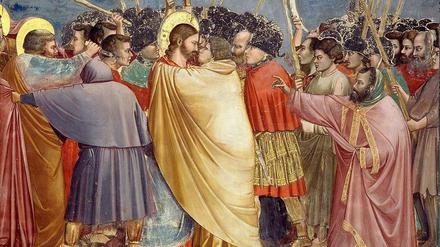 Der Judaskuss als Moment des Verrats ist ein beliebtes Kunstmotiv. Hier zu sehen in einem Fresko von Giotto, entstanden um 1300.