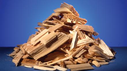 Aus Holzhackschnitzeln wird Zellstoff für die Papierherstellung gewonnen.