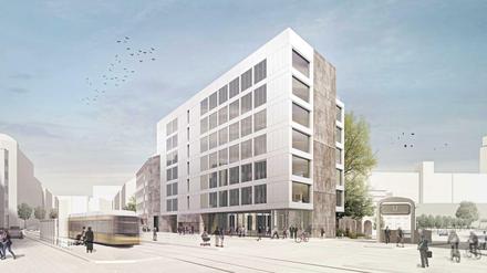 Der Entwurf für das neue Haus des Suhrkamp Verlags an der Torstraße. 2019soll es fertig und bezogen werden. 