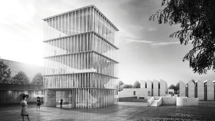 Turm aus Licht: Vor das bisherige, von Walter Gropius entworfene Bauhaus-Archiv, platziert Wettbewerbssieger Volker Staab einen fünfstöckigen gläsernen Turm.