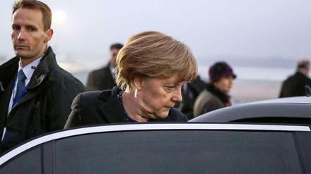 Angela Merkel, kurz nach ihrer Ankunft in Minsk.