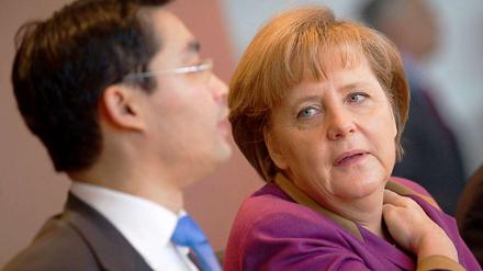 Es knistert in der Koalition: FDP Chef Philipp Rösler und Bundeskanzlerin Angela Merkel (CDU).