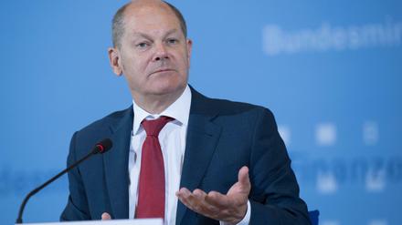 Olaf Scholz, Bundesfinanzminister, nach der Sitzung des Stabilitätsrats. 