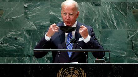 US-Präsident Joe Biden vor seiner Rede bei der UN-Vollversammlung in New York. 