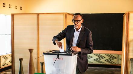 Präsidentt Paul Kagame während der Wahl.