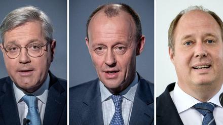 Drei CDU-Vorsitzbewerber: Norbert Röttgen, Friedrich Merz, Helge Braun.