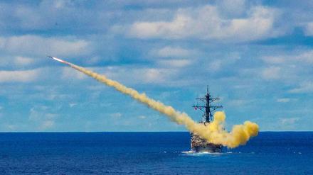 Die von Boeing hergestellte Anti-Schiffs-Rakete Harpoon hat eine Reichweite von bis zu 300 Kilometern.