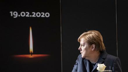 Bundeskanzlerin Angela Merkel (CDU) war vor einem Jahr bei der Gedenkfeier für die Opfer des Anschlags von Hanau dabei.