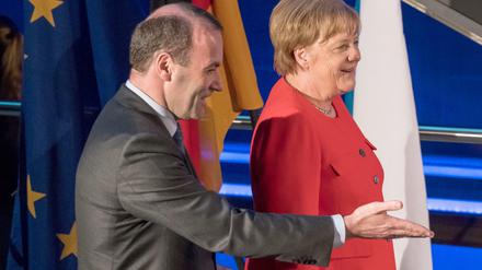 Bundeskanzlerin Angela Merkel (CDU) und EVP-Fraktionschef Manfred Weber (CSU).