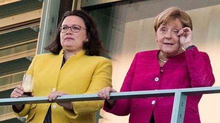 SPD-Chefin Andrea Nahles (l.) und Bundeskanzlerin Angela Merkel im Bundeskanzleramt
