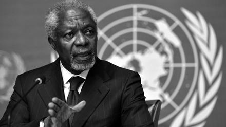 Der frühere UN-Generalskretär Kofi Annan im Europäischen Hauptquartier der UN in Genf.