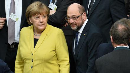 Bundeskanzlerin Angela Merkel (CDU) und SPD-Chef Martin Schulz (Archivbild). 