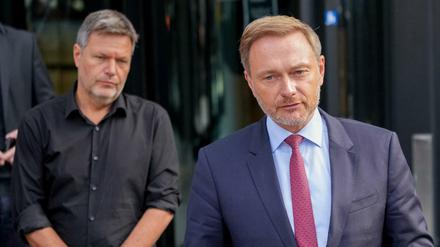 Grünen-Co-Chef Robert Habeck und FDP-Chef Christian Lindner bei den Sondierungen 