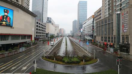 Menschenleere Straßen: Das öffentliche Leben in Wuhan ist beinahe zum Erliegen gekommen. 