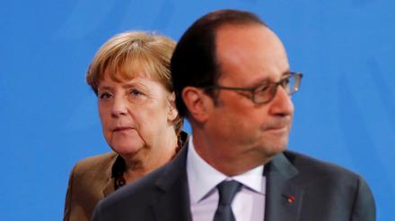Merkel und Hollande bei einem Treffen im Kanzleramt am Dienstag. 