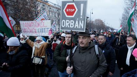 "Stoppt Orban": Protest gegen den Regierungschef und das neue Arbeitsgesetz in Ungarn 