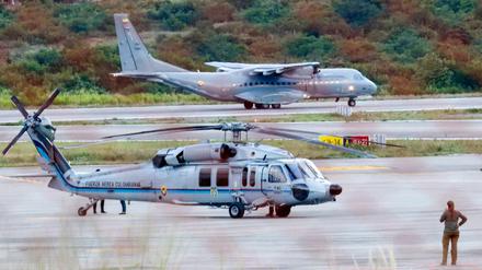 Der Helikopter des kolumbianischen Präsidenten Duque nach der Landung