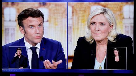 Emmanuel Macron und Marine Le Pen waren am Mittwochabend in einer Fernsehdebatte zu sehen.