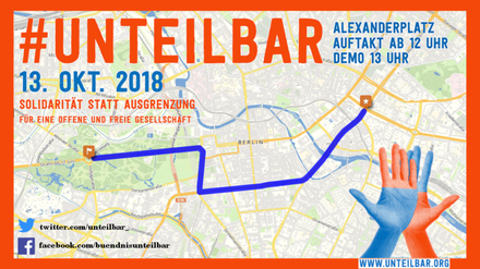 Start um zwölf Uhr am Alexanderplatz: Die Route der #unteilbar-Demonstration.