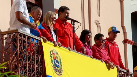 Venezuelas Präsident Nicolas Maduro während einer Rede vor Unterstützern. 