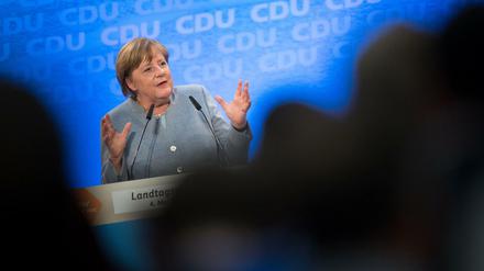 Angela Merkel bei einer CDU-Wahlkampfveranstaltung in Nordrhein-Westfalen. 