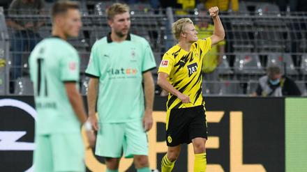 Demonstration der Stärke. Obwohl die Gladbacher lange Zeit ein gleichwertiger Gegner waren, feierten Erling Haaland (r.) und Borussia Dortmund einen deutlichen Sieg.