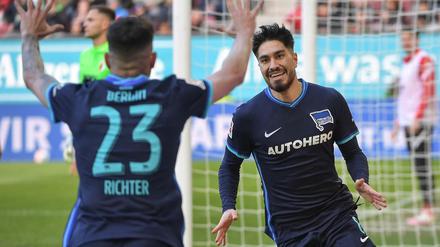 Endlich wieder lachen. Suat Serdar musste lange auf ein Tor für Hertha BSC warten. Am Samstag in Augsburg war es wieder so weit.