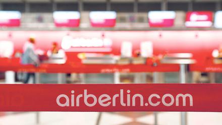 Absperrung von Air Berlin im Münchner Flughafen. 
