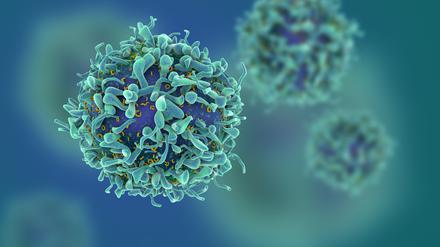 CG render of T-cells in shallow depth of field