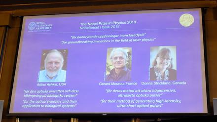 Der US-Physiker Arthur Ashkin bekommt die eine Hälfte des Nobelpreises für Physik 2018, die andere Hälfte teilen sich seine Kollegen Gérard Mourou und Donna Strickland. 