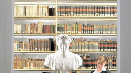 Erleuchtet. In der Anna-Amalia-Bibliothek Weimar befinden sich die Manuskripte Goethes und Schillers.