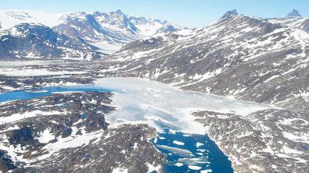 Tauwetter. Im Juni verstopfen Eisberge die Fjorde im Osten Grönlands. 